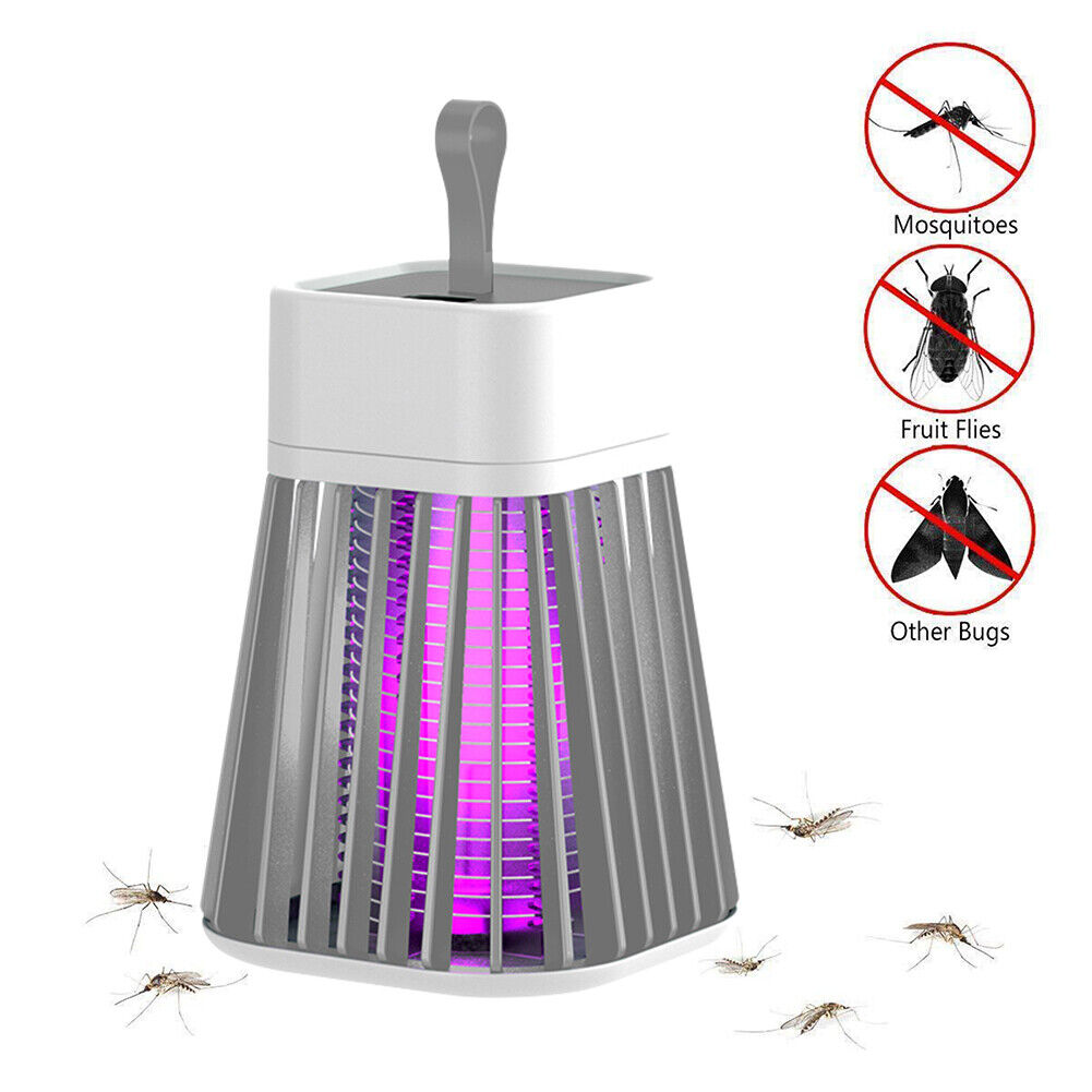 Electric Bug Insect Trap LED Lamp Mute Mosquito Killer (Rechargeable Grey)