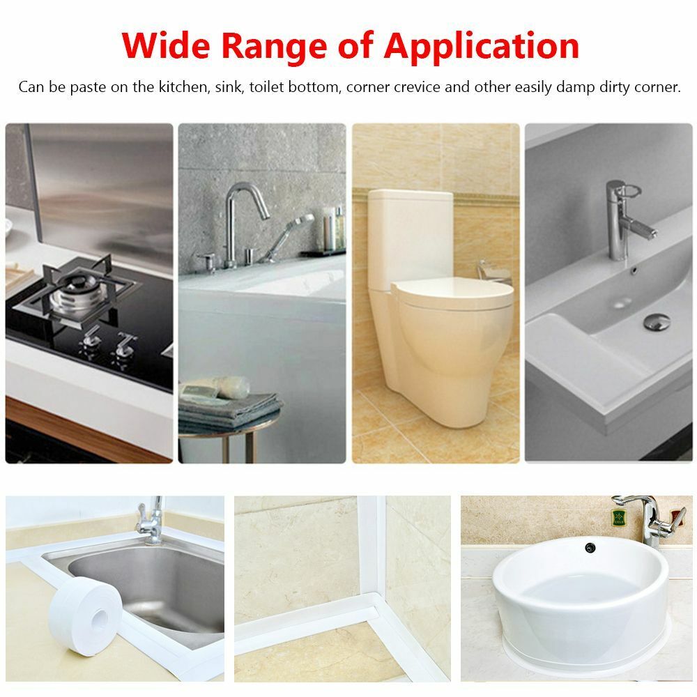 PVC Self Adhesive Toilet Bathroom Wall Corner Sink Edge Sealing Strip Seal Tape
