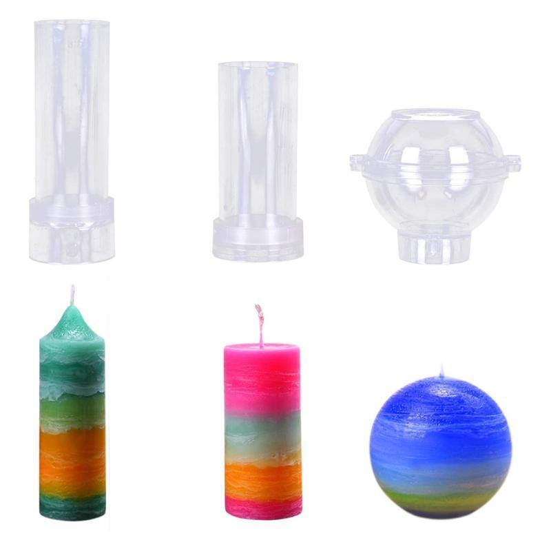 Plastic Candle Molds for Candle Making Set of 3 - Including Pillar Mold, Cylind