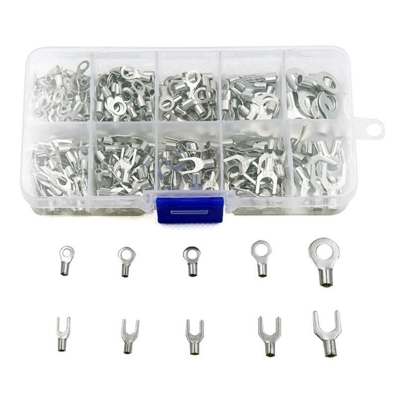320PCS Non-Insulated Ring Fork Terminal Battery Cable Terminal High Conductivity