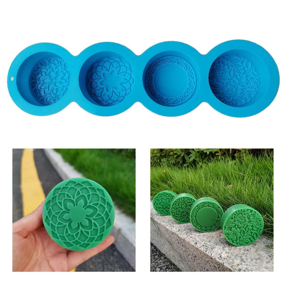 4 Cavity Silicone Soap Mold Round Handmade Soap for Soap Making Cake Tray