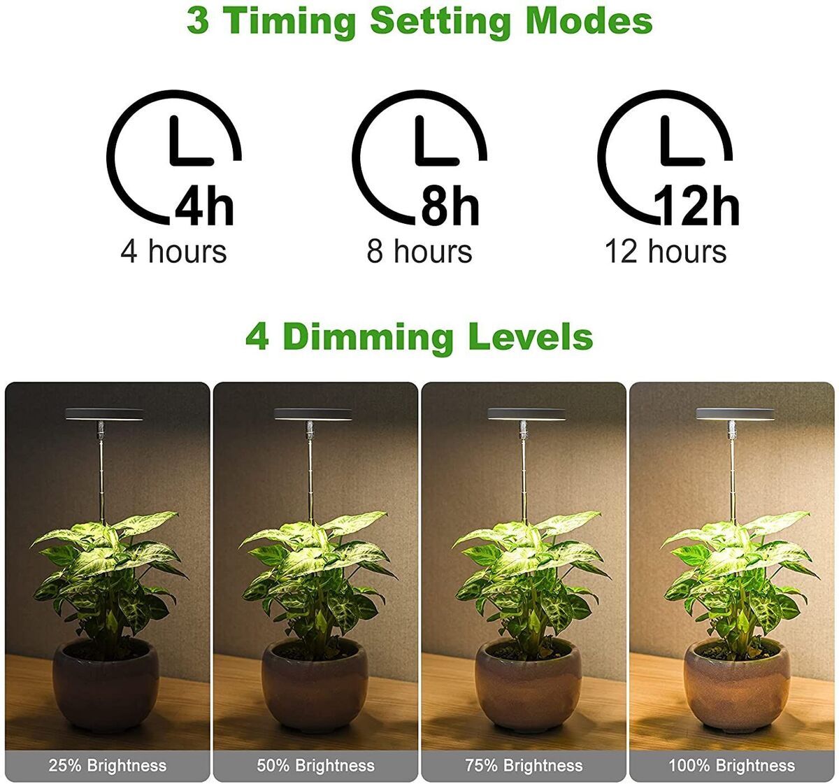 Adjustable Auto On/Off Indoor Plants Grow Light Growing Lamp LED Plant Light