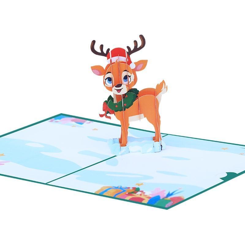 Christmas Deer Card Xmas New Year Greeting Card for Kids Wife Women Husband Gift