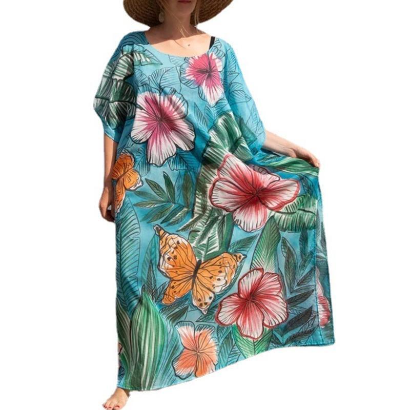 Women Summer Dress Plus Size Beach Cover Up Dress Sun Protection Loose Dress Ins