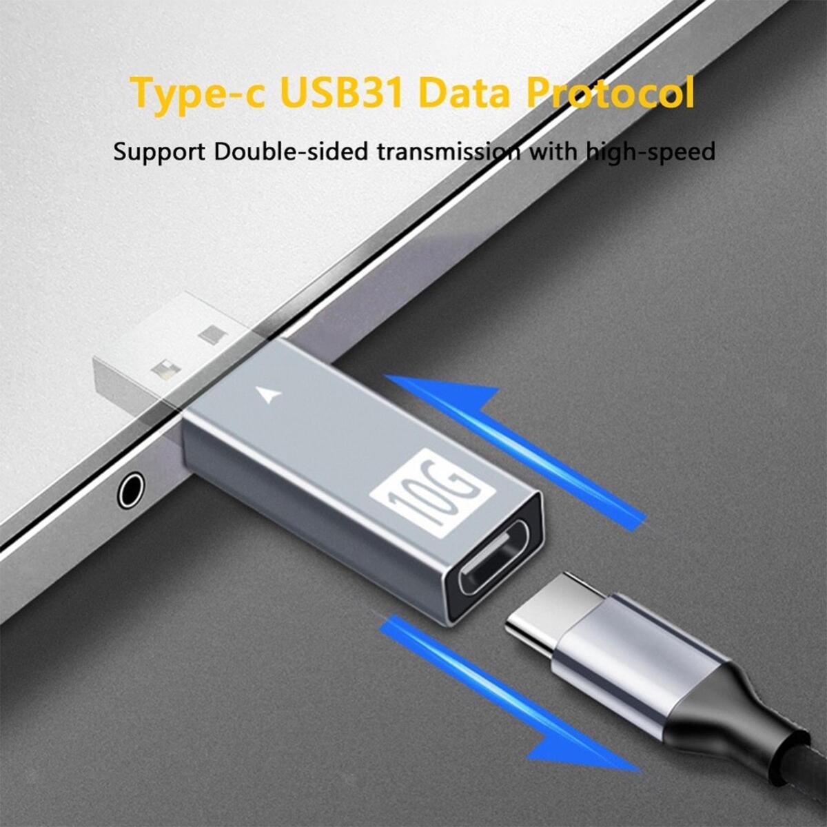 USB Type C Adapter 10Gbps Data Transfer for Computer Car Charger Laptops