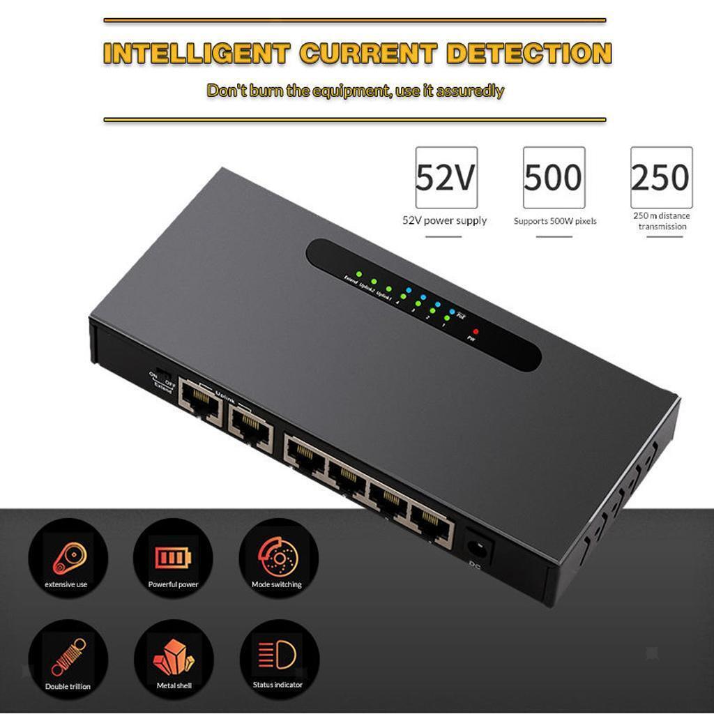 6 Port Gigabit Fast Ethernet Switch 10/100/1000Mpbs Lan Poe Power Switch for NVR