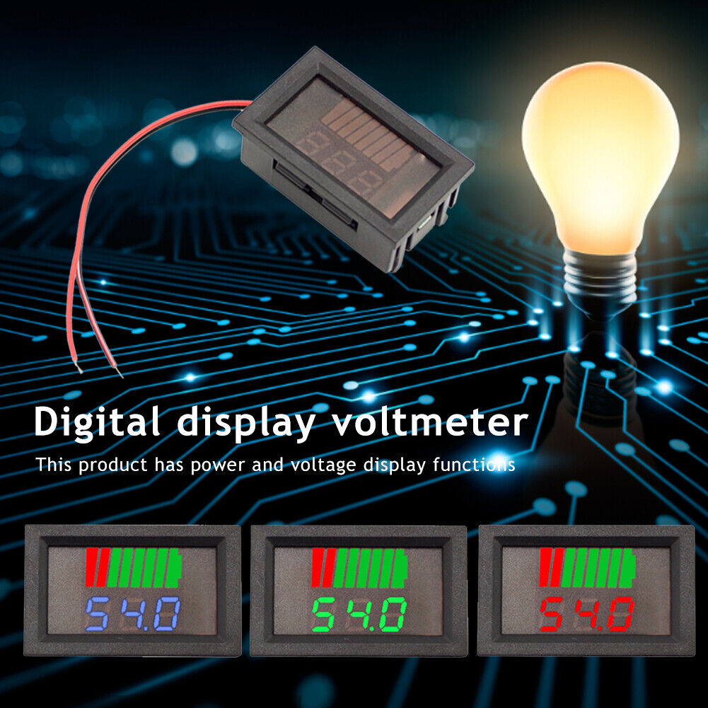 LCD Digital Dual Display Voltmeter Meter Battery Capacity Indicator (Red)