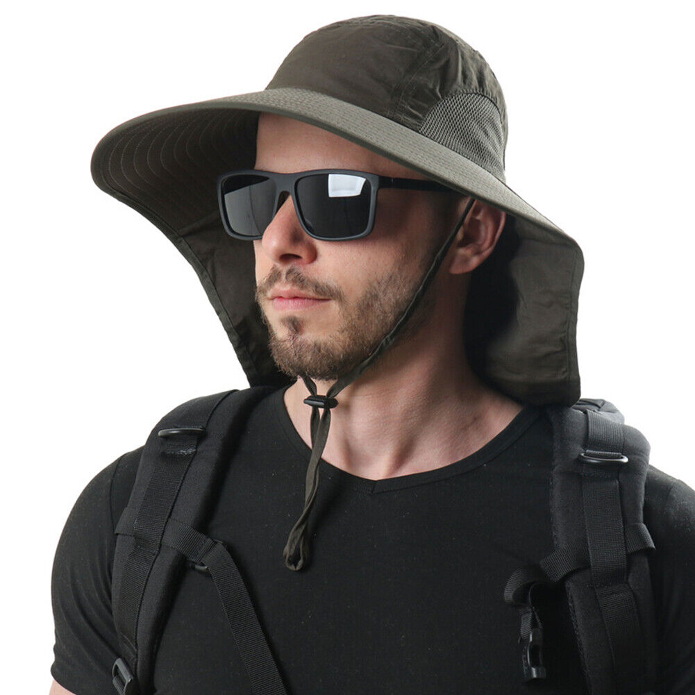 Fishing Sun Hat UV Protection Neck Cover Outdoor Sunshade Cap (Dark Grey)