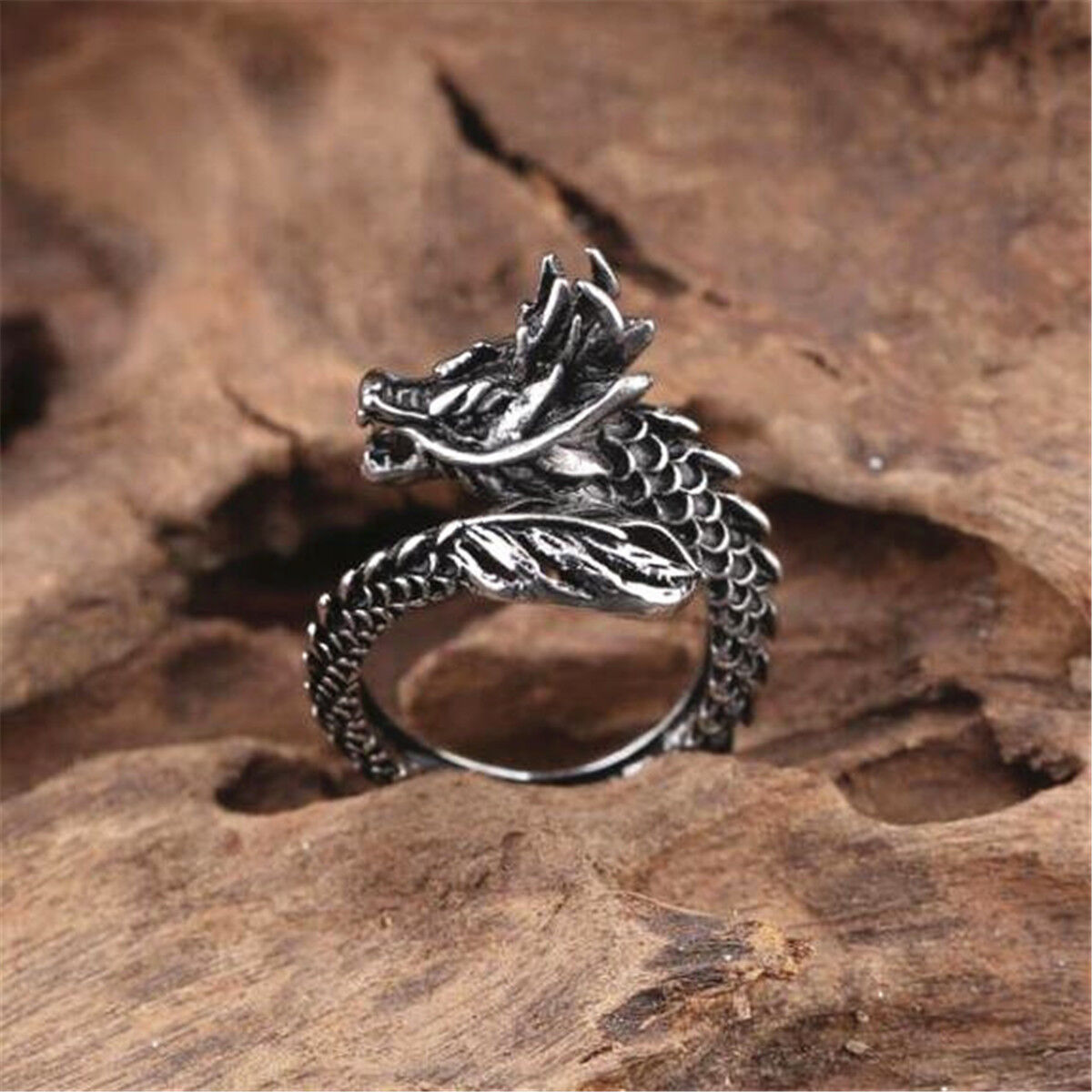 Adjustable Alloy Fashion Open The Dragon Ring for Men Finger Rings