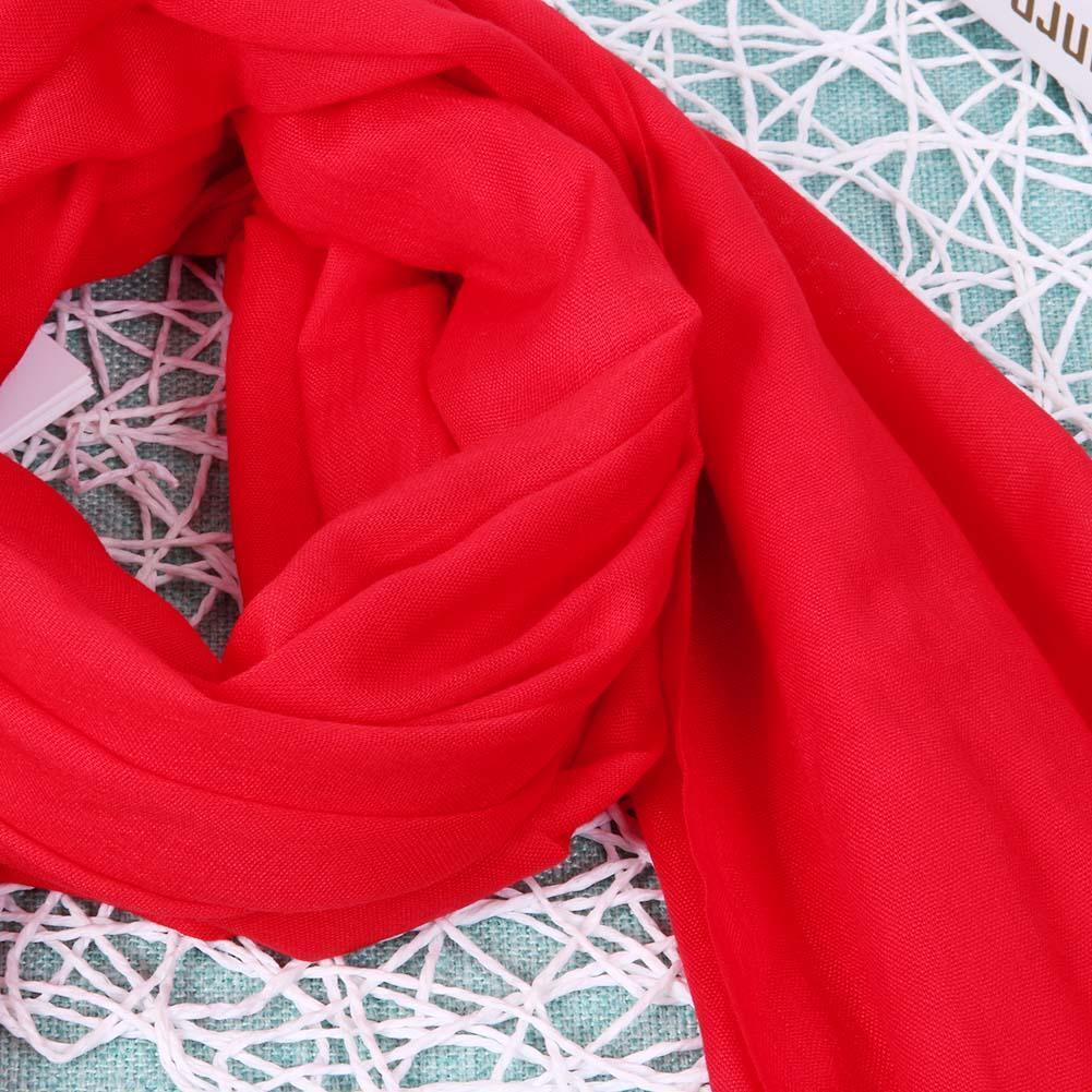 Fashion Women Solid Color Tassel Long Scarf Winter Warm Shawl Gift (Red)-24