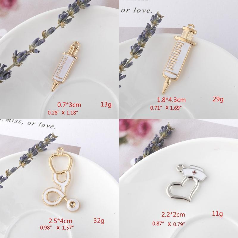 9x/Set Nurse Theme Pendant Enamel Charms Nurse Cap Hat Pendant for DIY Art Craft