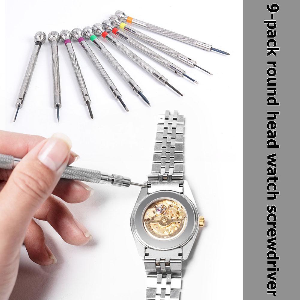 9pcs/Set Watch Repair Rotary Base Spring Bar Screwdriver Watchmaker Tool