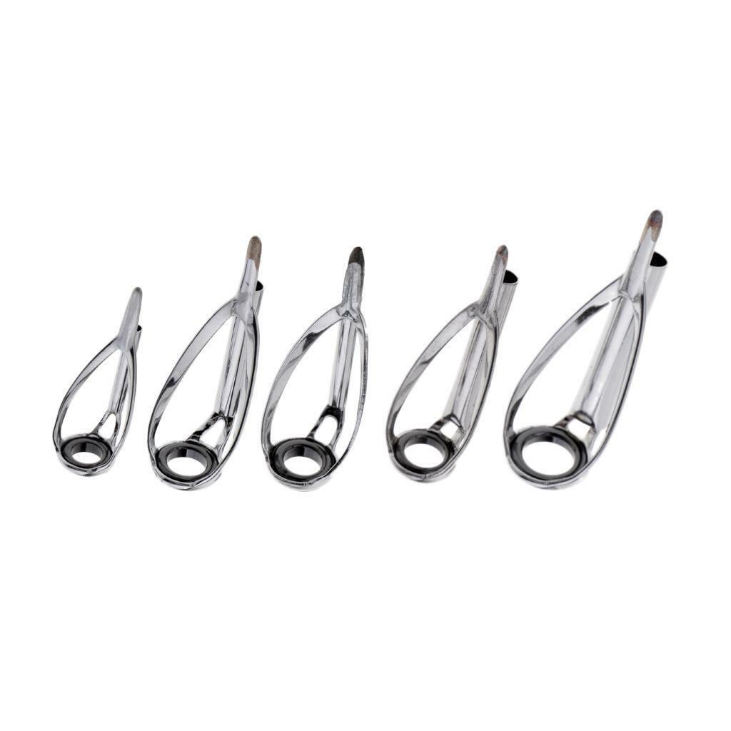 Set of 5 Fishing Rod Guides  Eye Ring DIY Rod Repair Kits Mixed Sizes