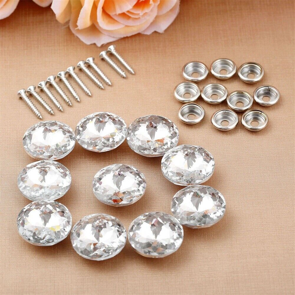 10pcs 25mm Shiny Pattern Crystal Upholstery Tacks Bauhinia Flower female buckle