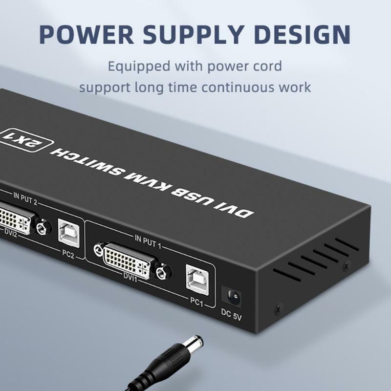 USB Switch Selector DVI KVM Switcher Box Hub Adapter 1 Port Out 2 In Splitter