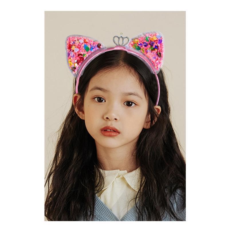 Cat Ears Headbands Colorful Sequins Kitten Ears Hairband Christmas Fance Dress
