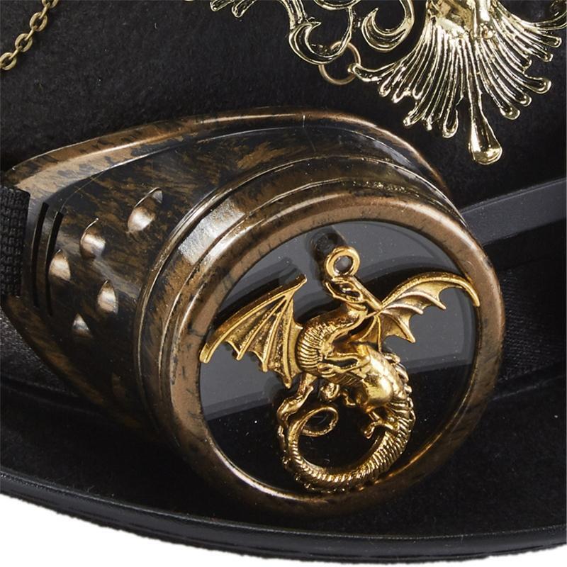 Victorian Deer Head Goggles Top Hat Magic Hat Steampunk Hat for Performance Prop