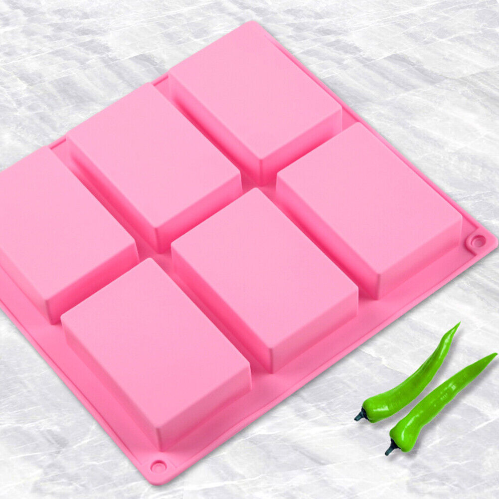 6 Grids Long Silicone Handmade Soap Mold Rectangle DIY Craft Cake Molds
