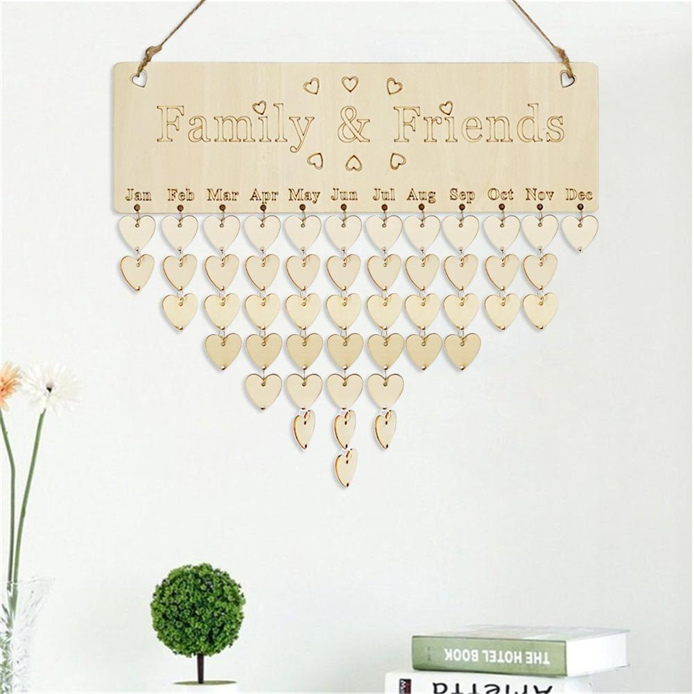 Wooden Family Friends Date Reminder Sign DIY Calendar Board Home Decor(Love
