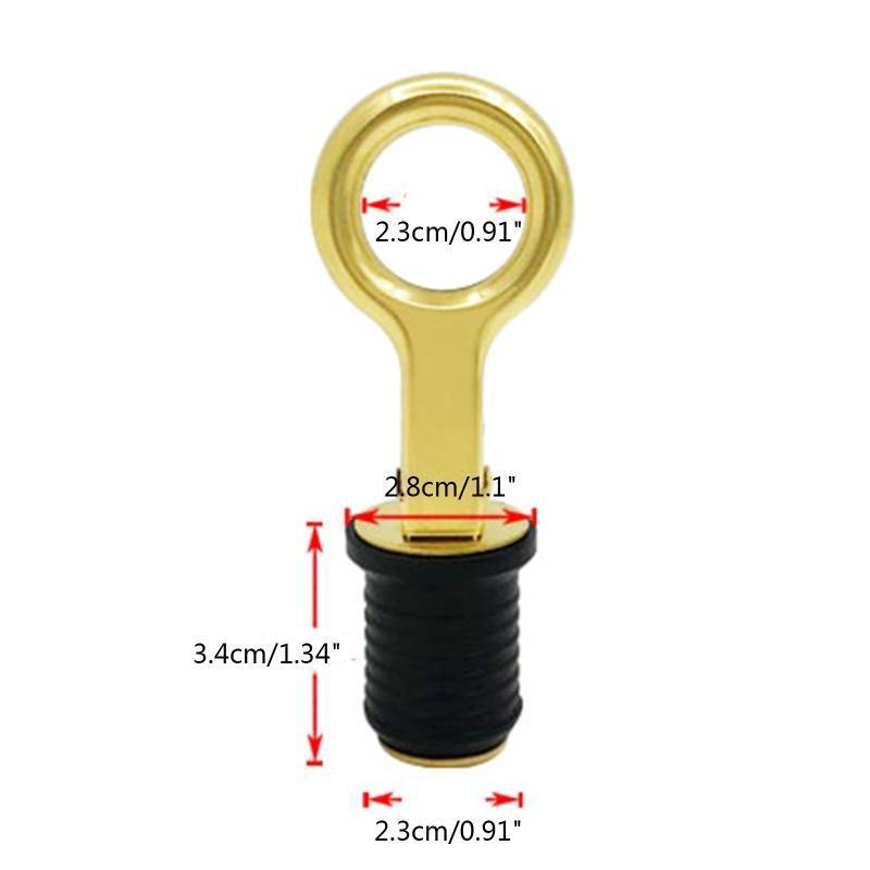 2 Pcs Brass Handle Rubber Plug Snap Handle Drain Plug Boat Bilge Drains Easy Use