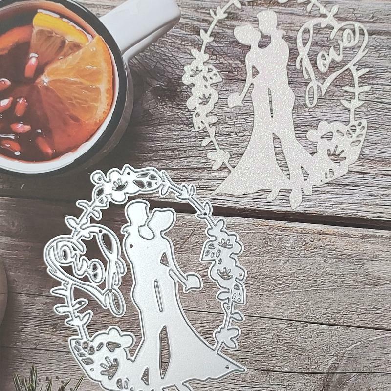 Wedding Couple Love Wreath Metal Cutting Dies Stencil DIY Scrapbooking Template