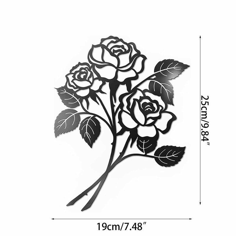 Metal Rose Wall Art Decor Silhouette Art Flower Ornament Hanging Crafts
