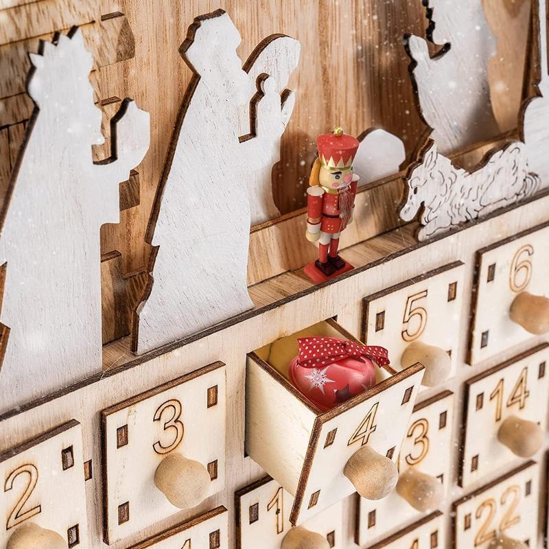 Christmas Countdown Calendar Blind Box Decorative Cute Advent Box Nativity