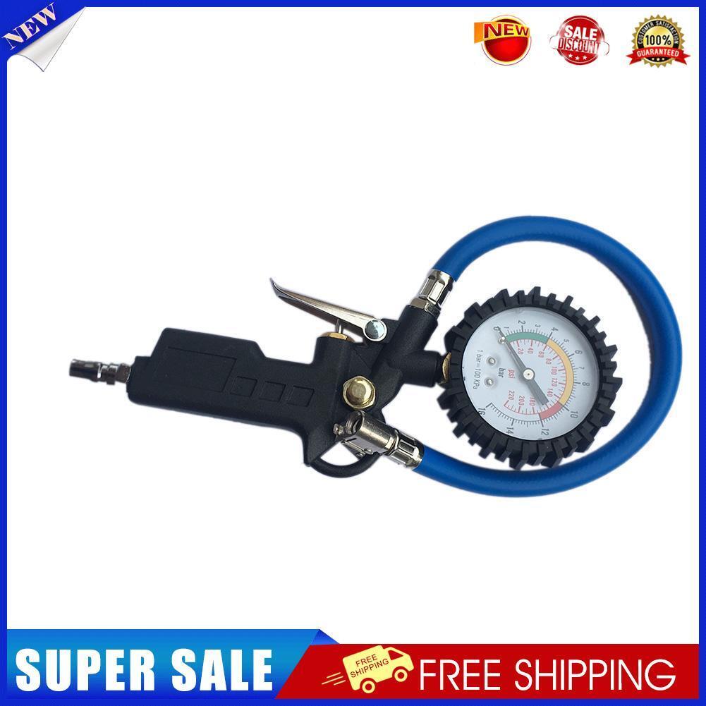220PSI Self-locking Pistol Grip Trigger Tire Inflator Tyre Pressure Gauge