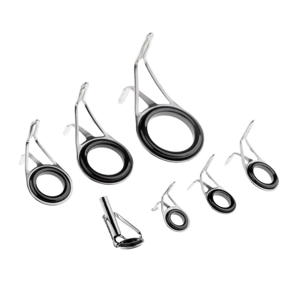 7pcs Mixed Size Fishing Rod Guides  Double  Ring Rod Repair Kit
