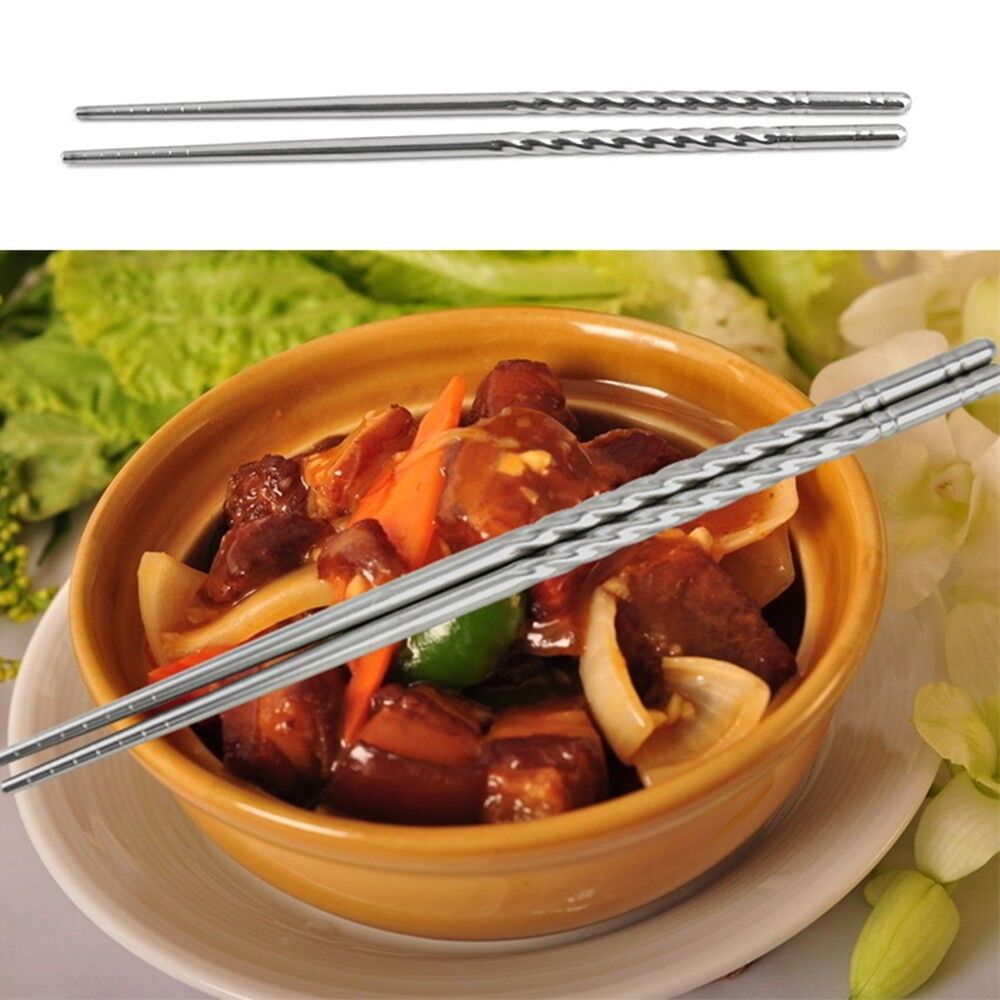 5 Pair Reusable Chopsticks Metal  Stainles Steel Chop Sticks 22.5 x 0.6 cm