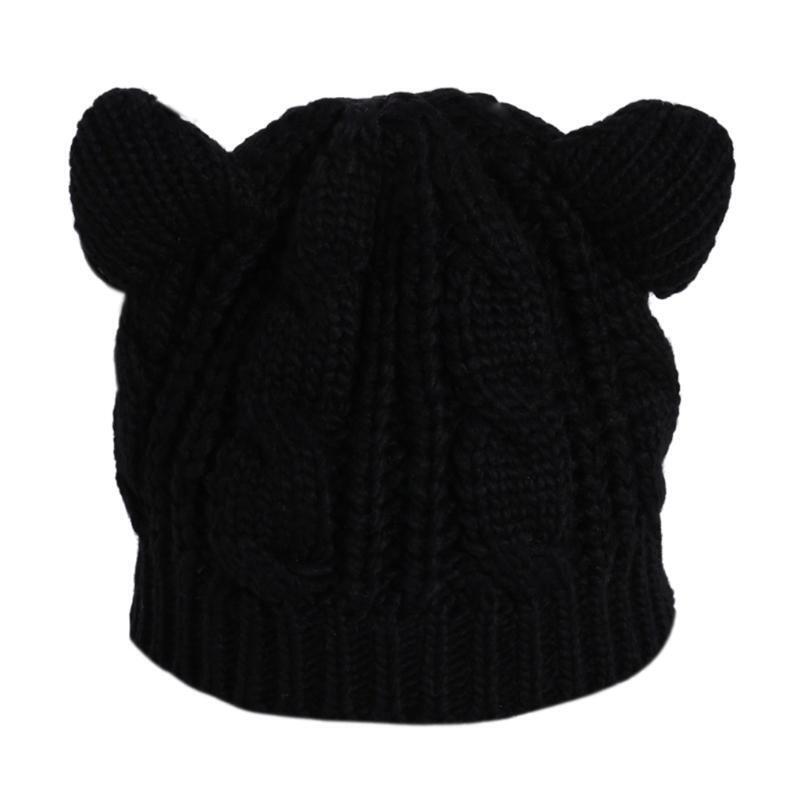 Autumn Winter Warm Cute Hat Cat Ear Cap Knit Crochet Beanie Hat For Women Girls