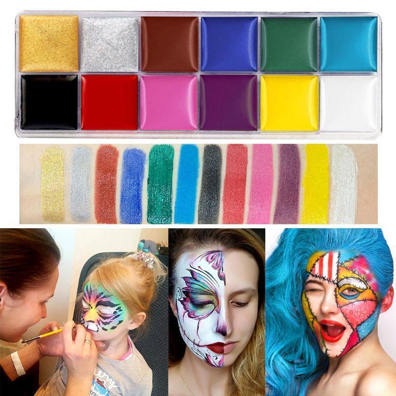 12 Colors Non Toxic Face Body Paint Water Soluble Oil Painting Tattoo Halloween