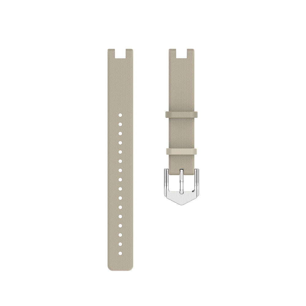 Smart Watch Strap for Garmin Lily Woman Leather Watch Band w/ Tool (Khaki)