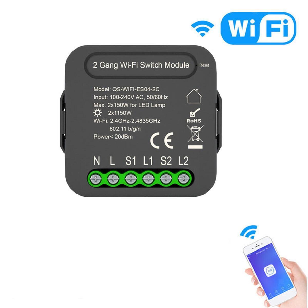 2 Gang WiFi Switch Module for Tuya Timer Switch Device DIY Breaker Module
