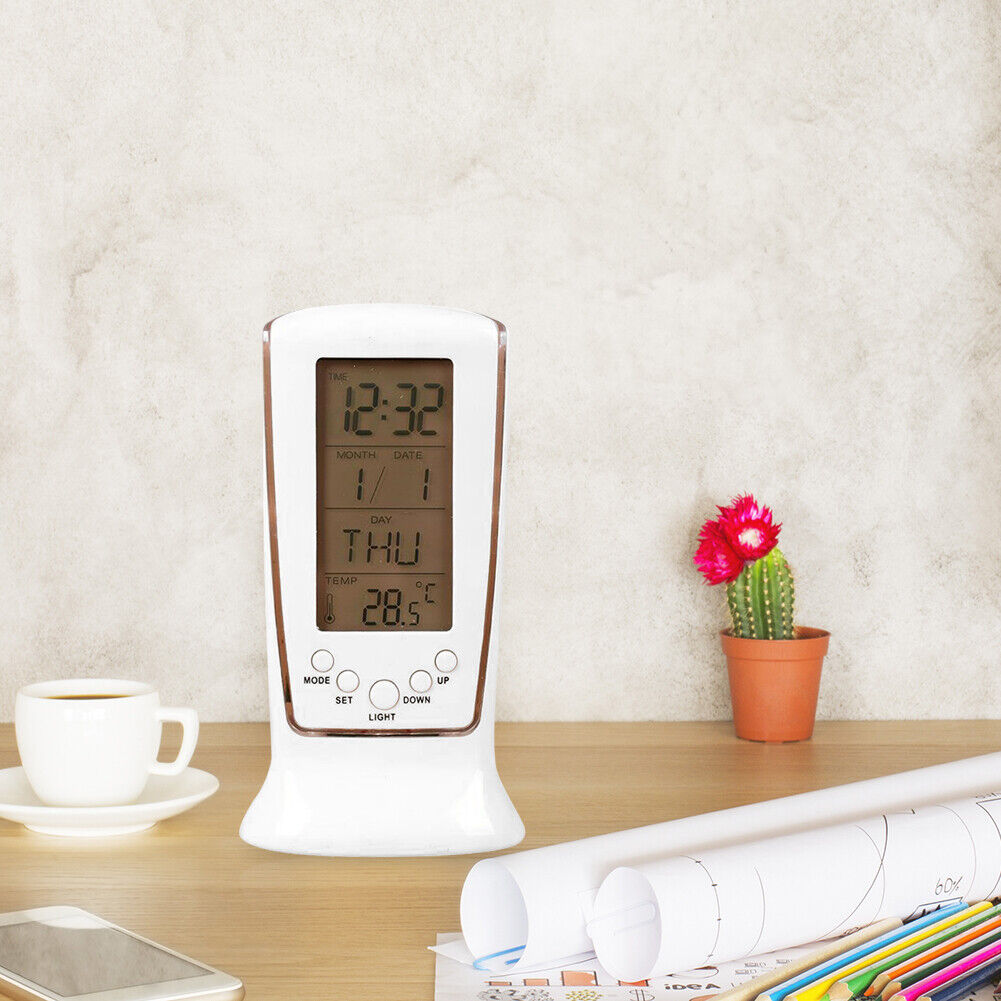 Mini Digital Clock Backlight Calendar Thermometer Display LCD Alarm Clock