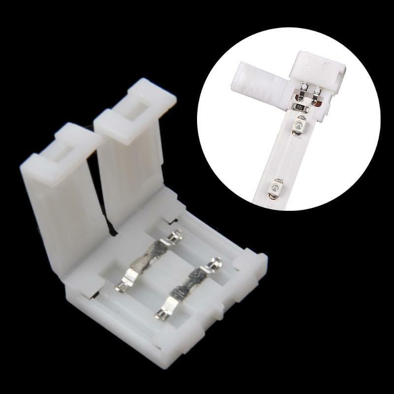 Solderless Clip-on Coupler Connector 2 Pin 10mm For 5050 Single Color LED Strip