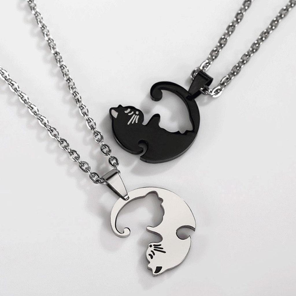 2 Pieces Couples Necklace Clavicle Chain Romantic  for Lover Anniversary