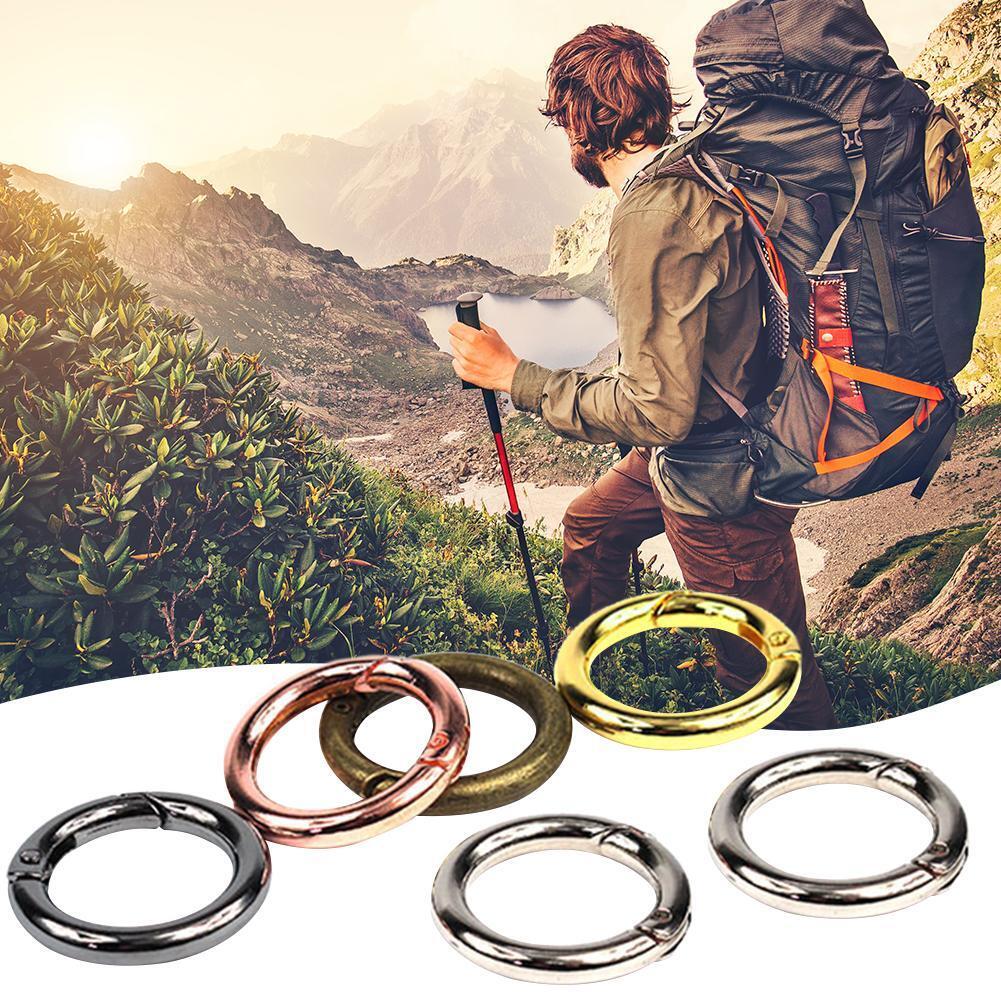 6pcs Zinc Alloy Spring O-Ring Buckles Clips Climbing Carabiner Random Color