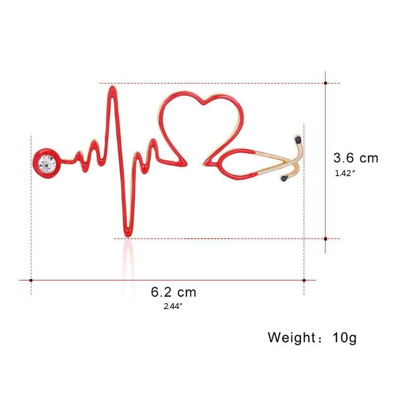 Medical Medicine Lapel Pin Electrocardiogram Brooch for DIY Hat Cloth Decoration