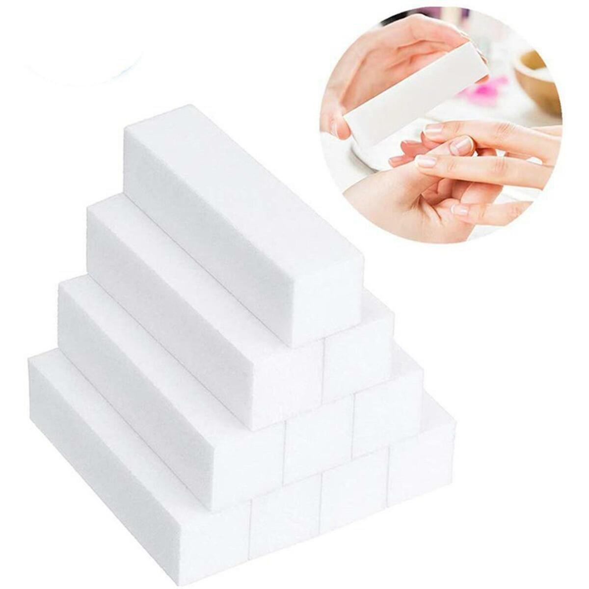 10 Pieces Nail Buffer Block Fingernails White Polisher for Manicure Pedicure