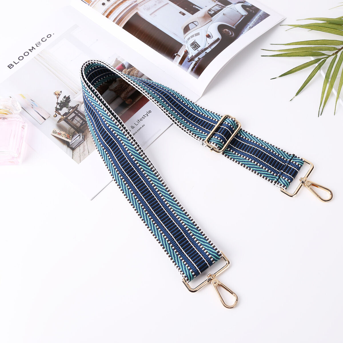 Replacement Bag Strap Universal Adjustable Wide Shoulder Belt (Blue+Brown)