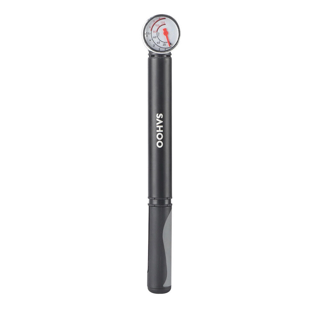 SAHOO 80PSI MTB Bike Pump Bicycle Tire Ball Air Inflator w/ Pressure Gauge