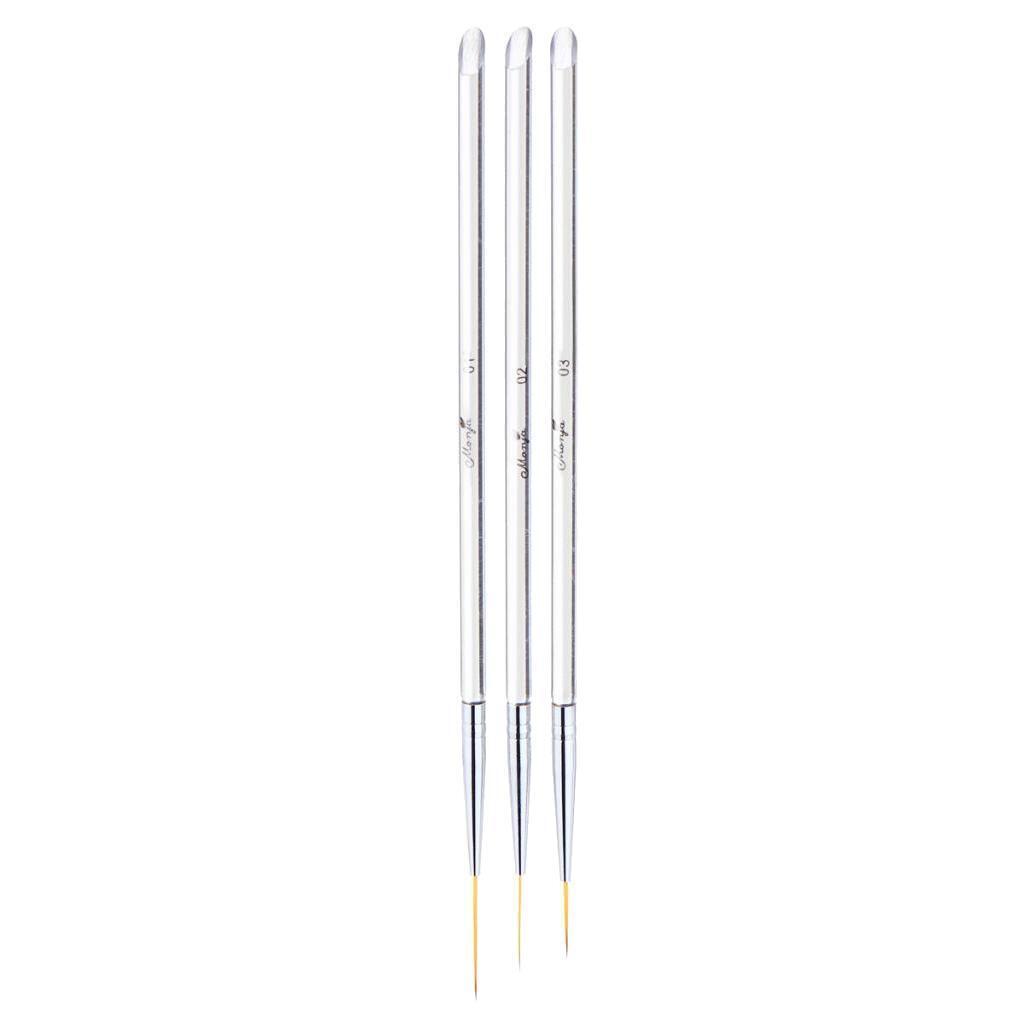 3x 15/18/20mm Pro UV Gel Polish Nail Art Paint Drawing Detailing Brushes Set