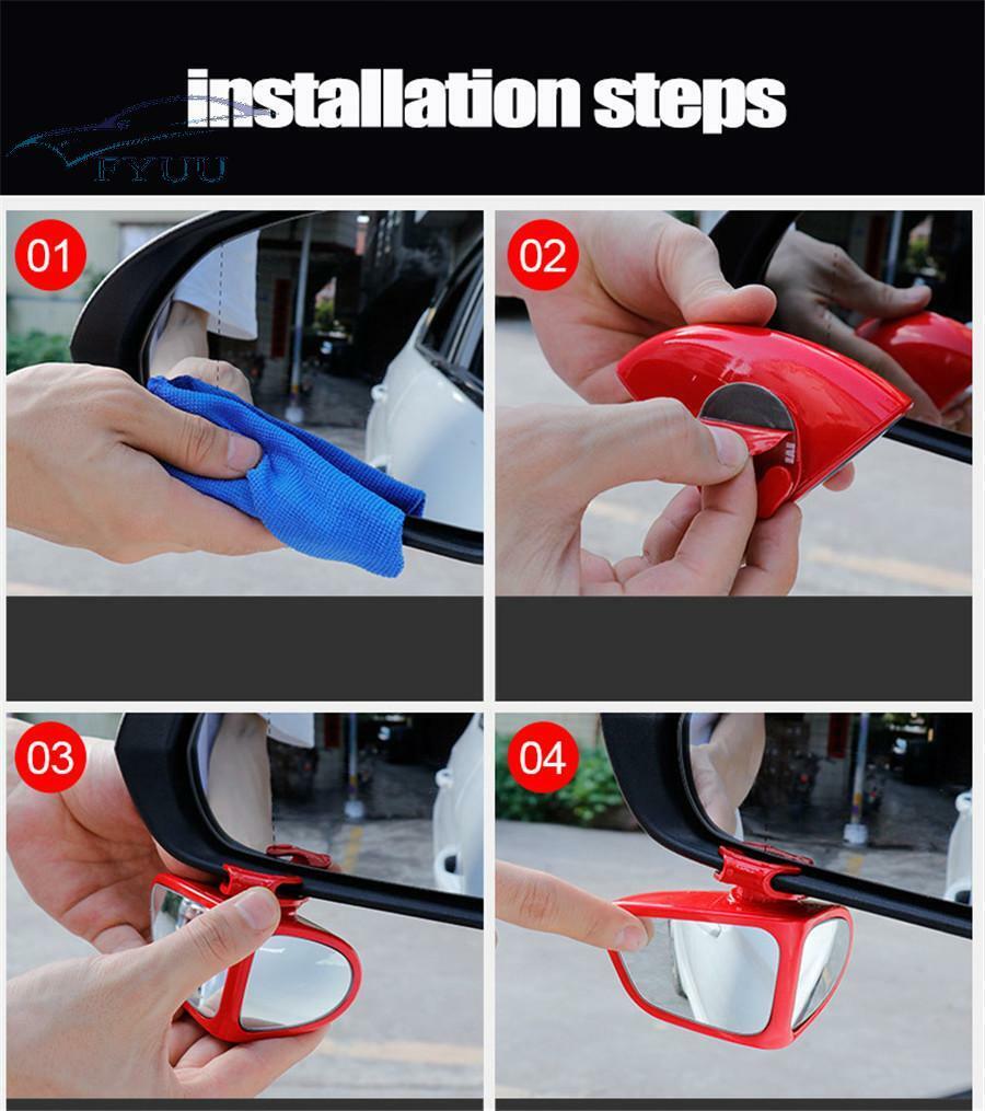1x Left Side Car 360 Rotation Adjustable Rear View Wide Angle Blind Spot Mirror