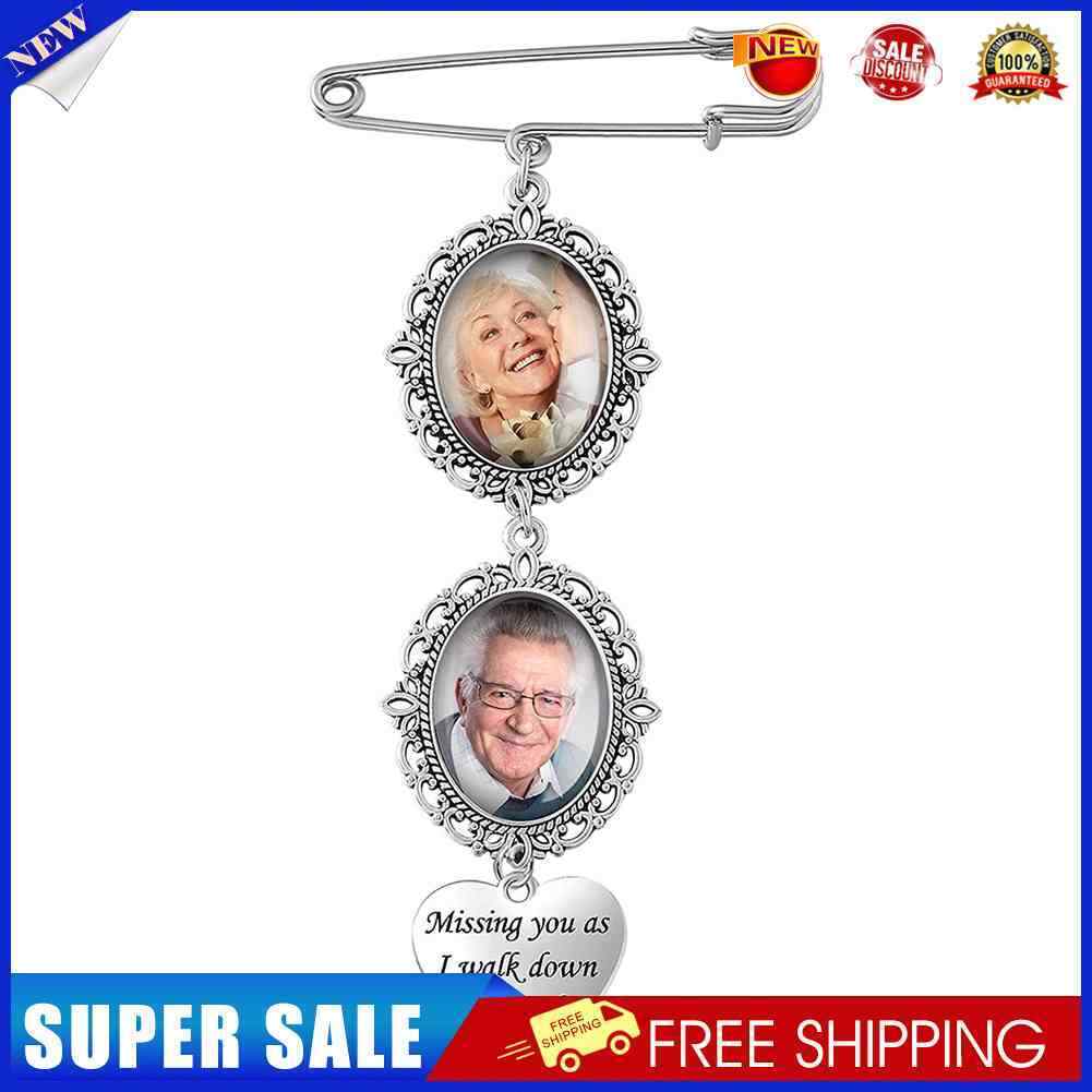 Wedding Bouquet Photo Memorial Gem Brooch Pendant for Graduation (Heart)