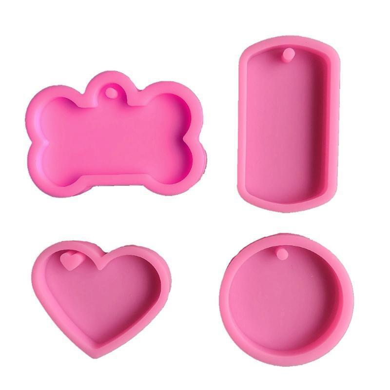Hanging Tag Pendant Silicone Mold Dog Bones Love Heart Round Oval Keychain Mold