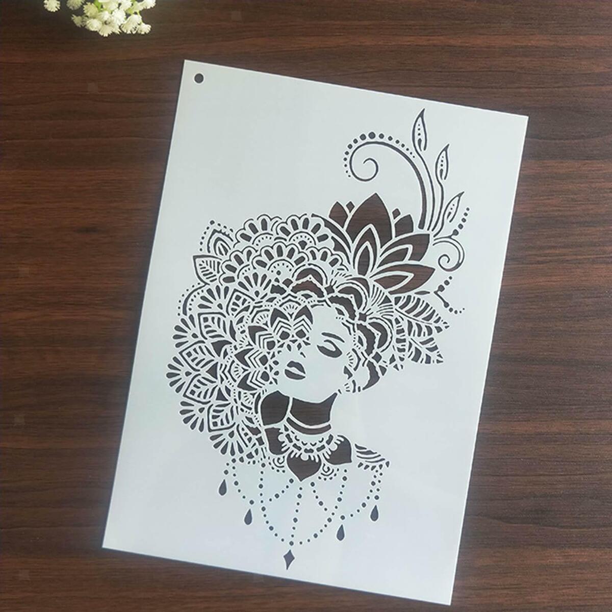 12 Pieces Mandala Stencil Reusable Painting Template for  Fabric