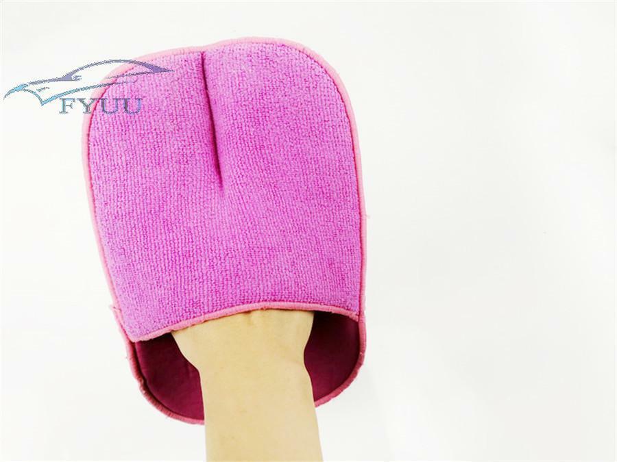 2 Pcs Car Wash Towel Clay Towel Nano Microfiber Mitt Gloves Pad Cleaning Tools