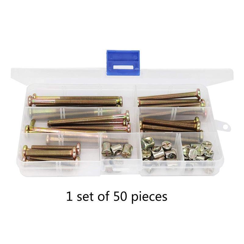 50-Piece Furniture Bolts Nuts Bed Screws Kit M6 Hex Socket Head Cap Screws Nuts