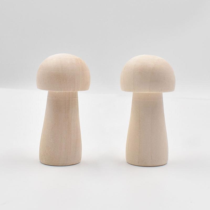 Unfinished Wooden Mushroom 5pcs/set Blank Wood Color Small Mushroom